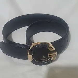 Vintage Gucci Black Belt 30-34 inch with Square Gold Buckle Gucci Square Gold Buckle Leather Belt Gold Size 85-34 | eBay main image 4